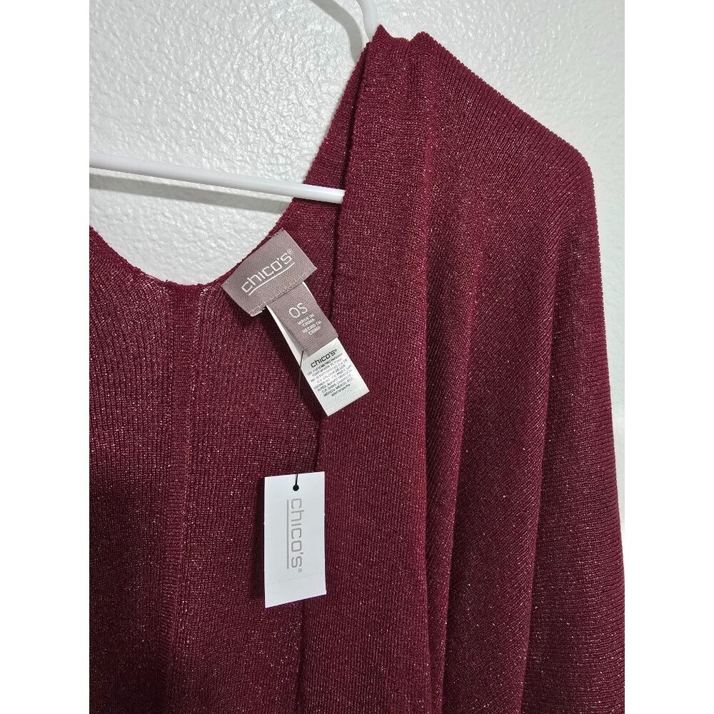 CHICO'S Sparkle Ruana Wrap In Red Size One Size - Picture 3 of 5